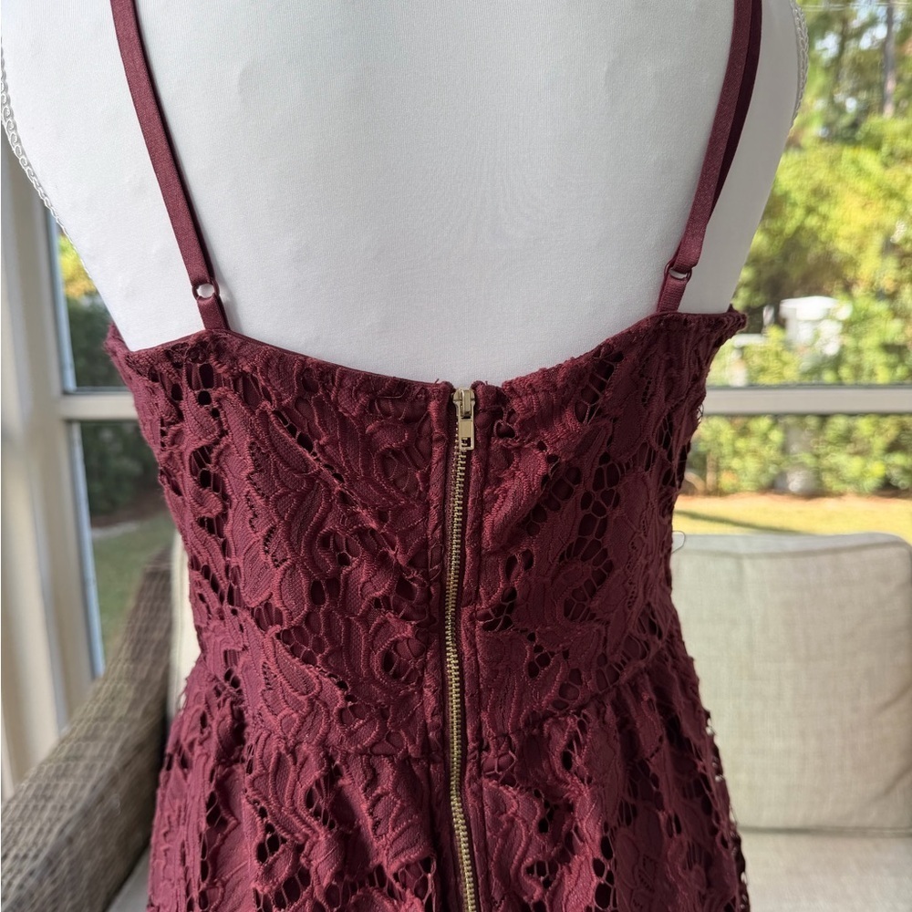 Charlotte Russe Burgundy Lace Mini Dress- Size M - Picture 4 of 7